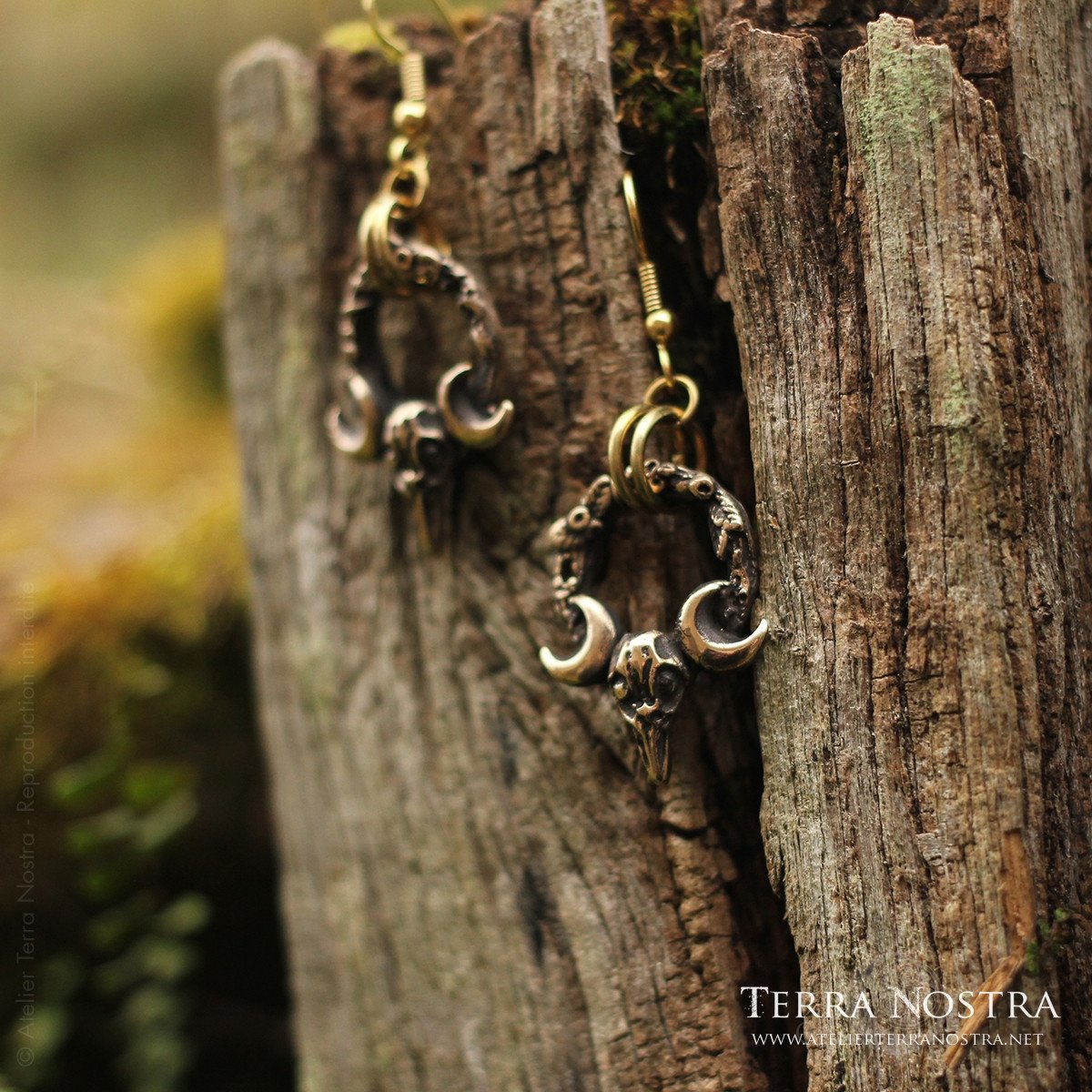 Boucles D'oreilles Pendantes En Bronze Fait Main - Style Candyskull (tête De Mort Sucrée), Neuves