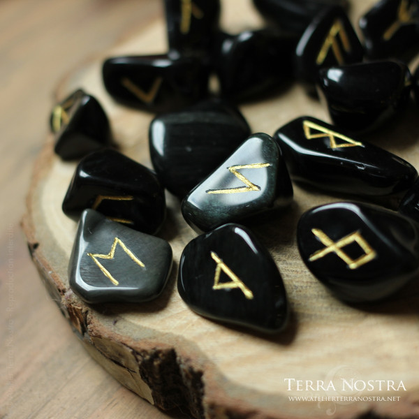 Set de 25 Runes en obsidienne oeil céleste