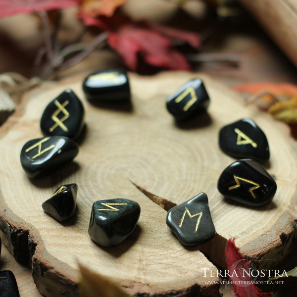 Set de 25 Runes en obsidienne oeil céleste