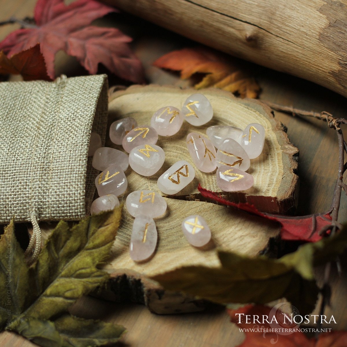 Set de 25 Runes en quartz rose