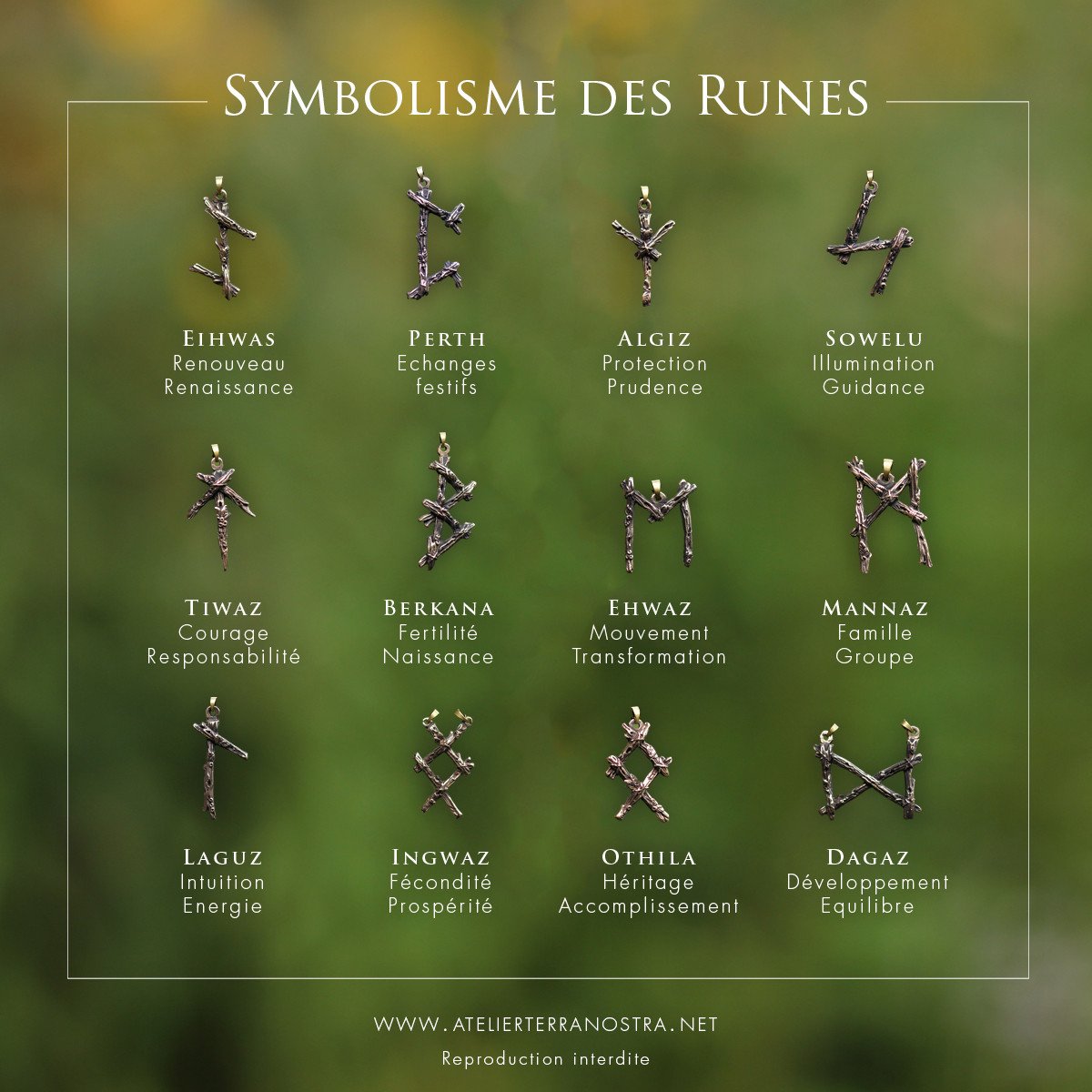 AL4534-Or - Collier Rune Vintage exquis pour hommes, pendentif avec