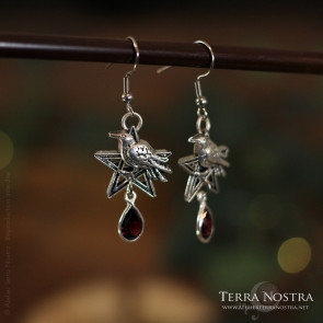 Boucles d'Oreilles "Bewitched" witchy / Gothiques avec pentacle et corbeau