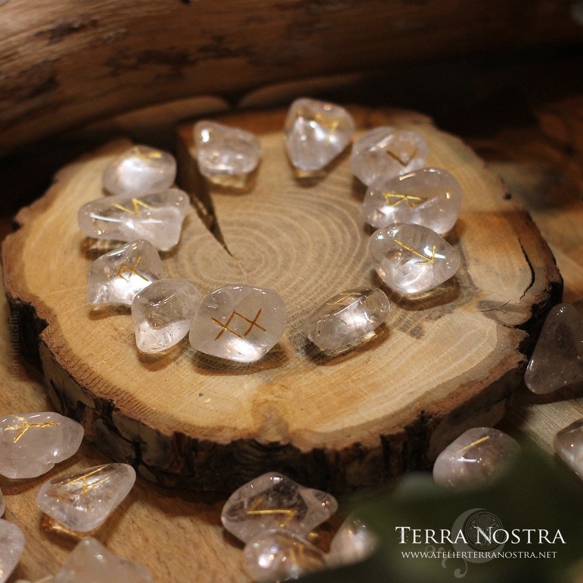 Clear quartz runes set