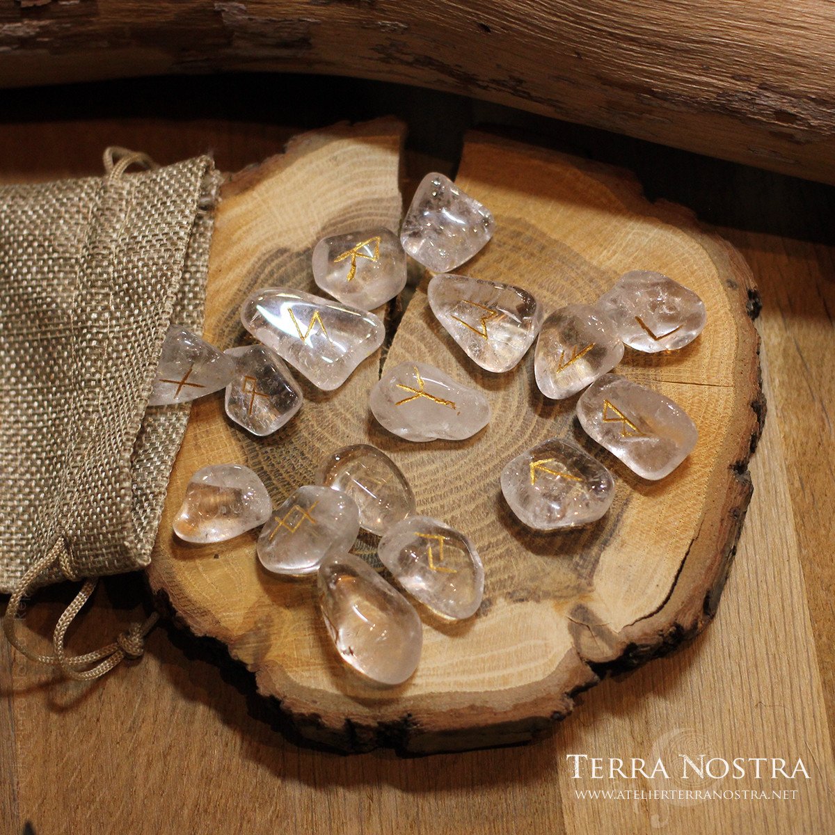 Clear quartz runes set