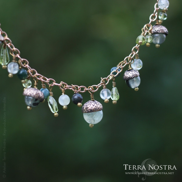 "Automnal" acorn bracelet — Green