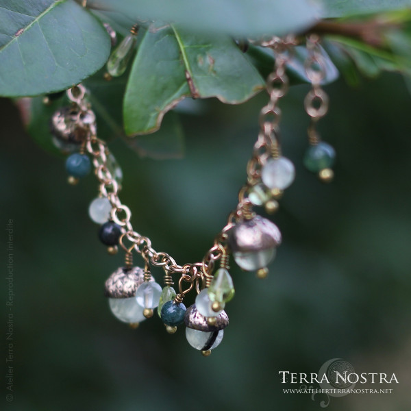 "Automnal" acorn bracelet — Green