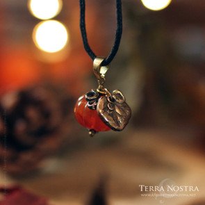 Pendentif citrouille "Harvest" en cornaline et bronze