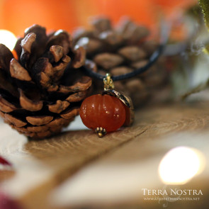 "Harvest" bronze and carnelian pumpkin pendant