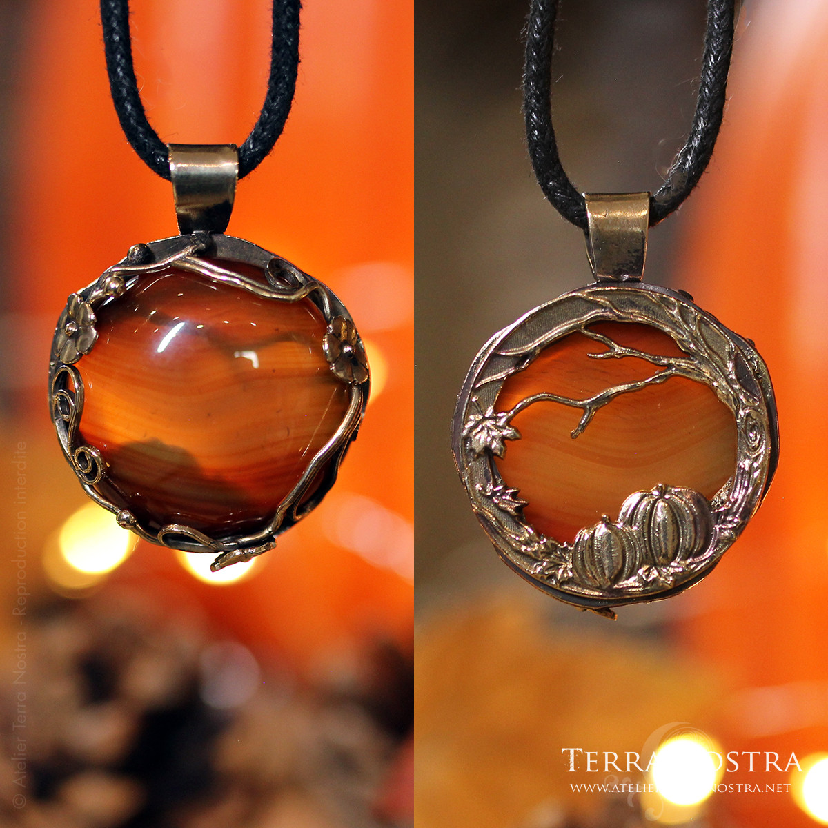 "Harvest" Reversible pendant — Carnelian