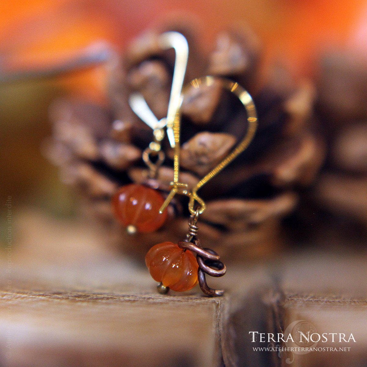 Mini citrouilles d'oreilles "Harvest" en cornaline