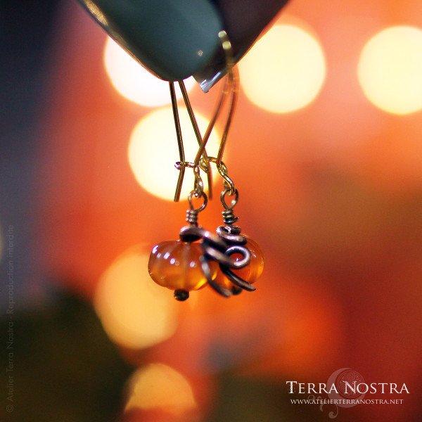 [Précommande] Mini citrouilles d'oreilles "Harvest" en cornaline