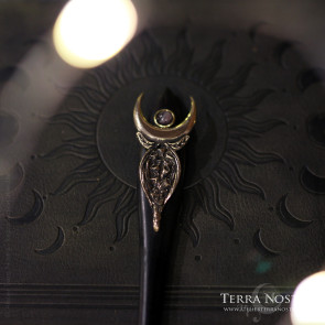 "Elysia" wood and bronze hair pin