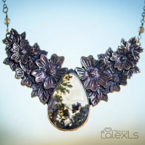 Grand collier mauve des bois "Nalba" — Agate de Java