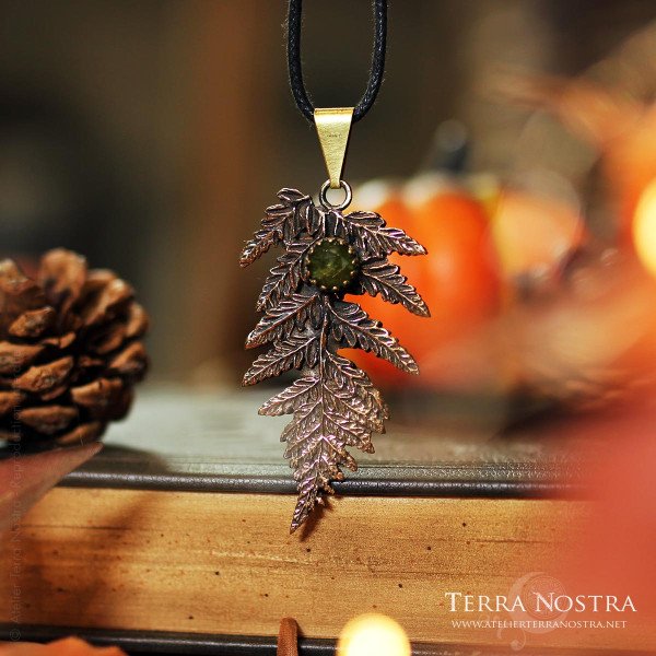 "Alessa" fern pendant with vesuvianite