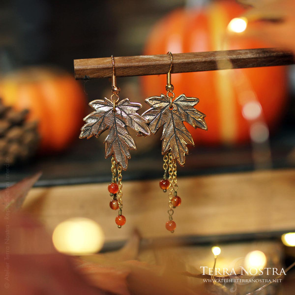 Boucles d'oreilles Erable "Kaede" en bronze