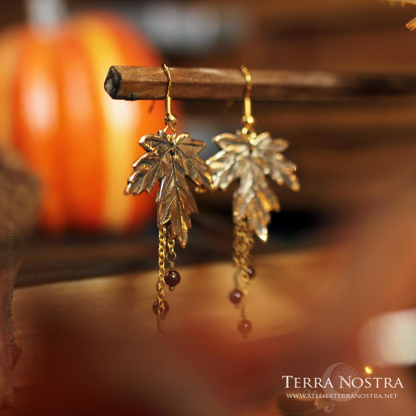 Boucles d'oreilles Erable "Kaede" en bronze
