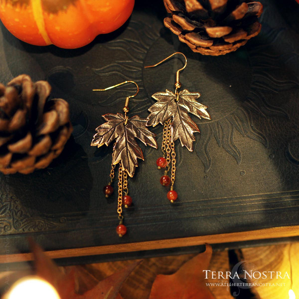 Boucles d'oreilles Erable "Kaede" en bronze