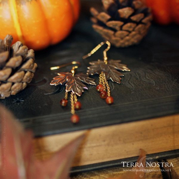 Boucles d'oreilles Erable "Kaede" en bronze