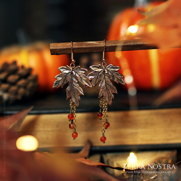 Boucles d'oreilles Erable "Kaede" en bronze
