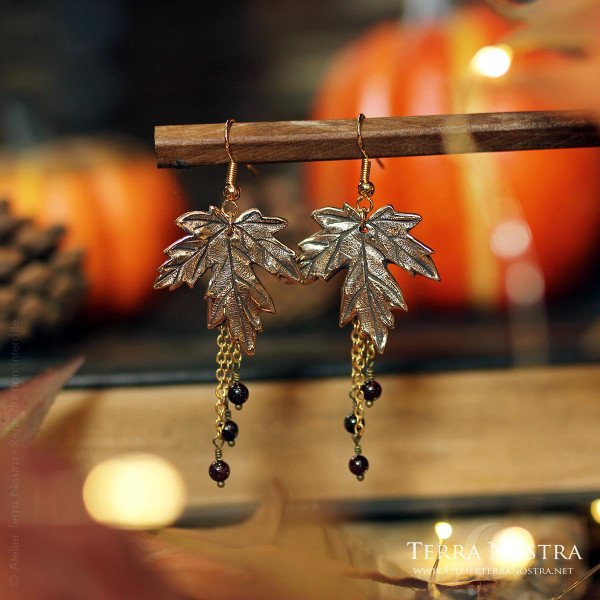 Boucles d'oreilles Erable "Kaede" en bronze