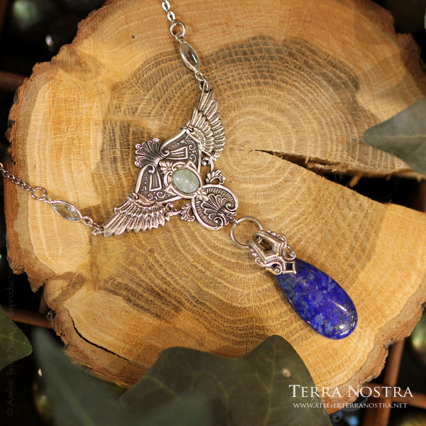 Collier "Wings of Fantasy" — Lapis lazuli et Aigue marine