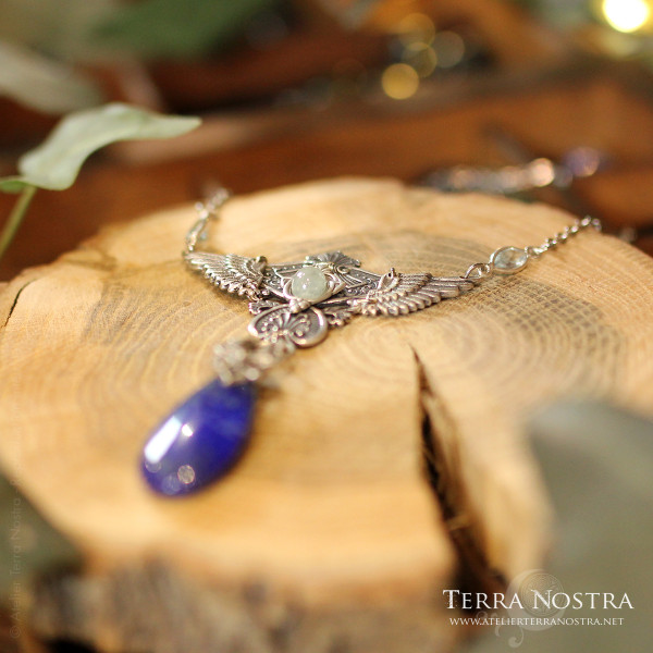 Collier "Wings of Fantasy" — Lapis lazuli et Aigue marine