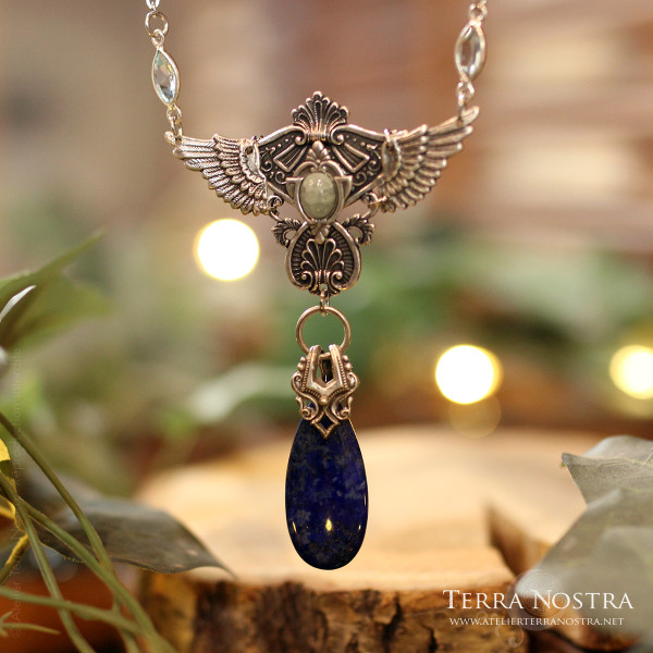 "Wings of Fantasy" Necklace — Lapis lazuli and aquamarine