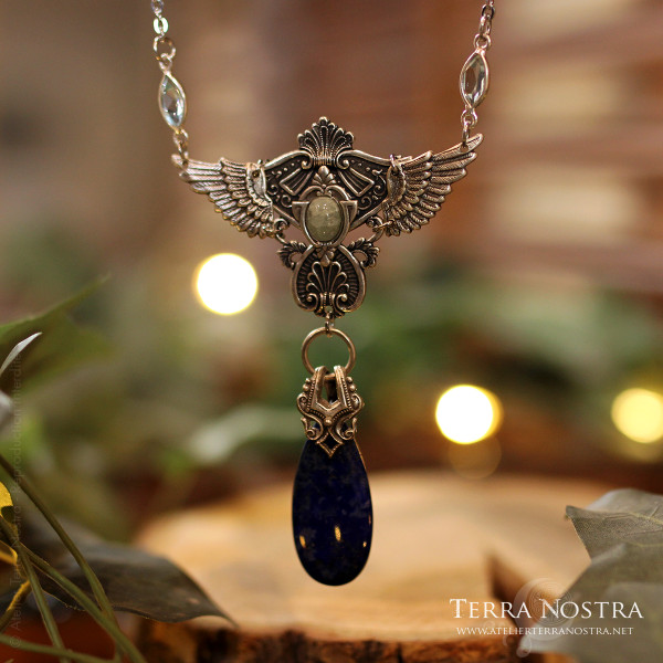"Wings of Fantasy" Necklace — Lapis lazuli and aquamarine
