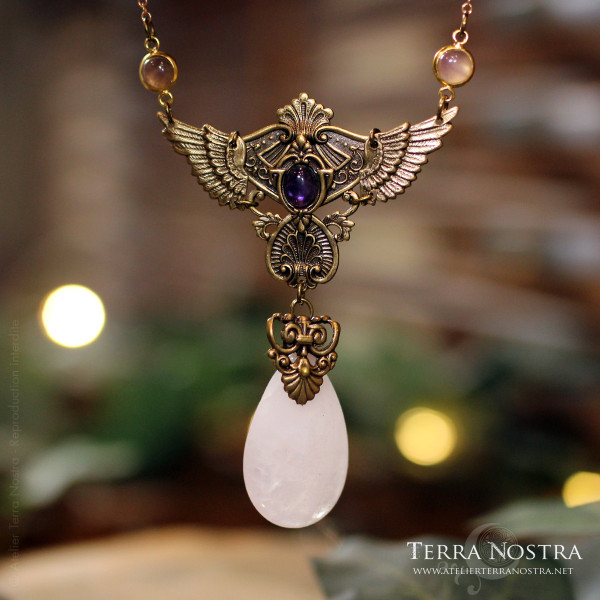 "Wings of Fantasy" Necklace — Amethyst and rose quartz