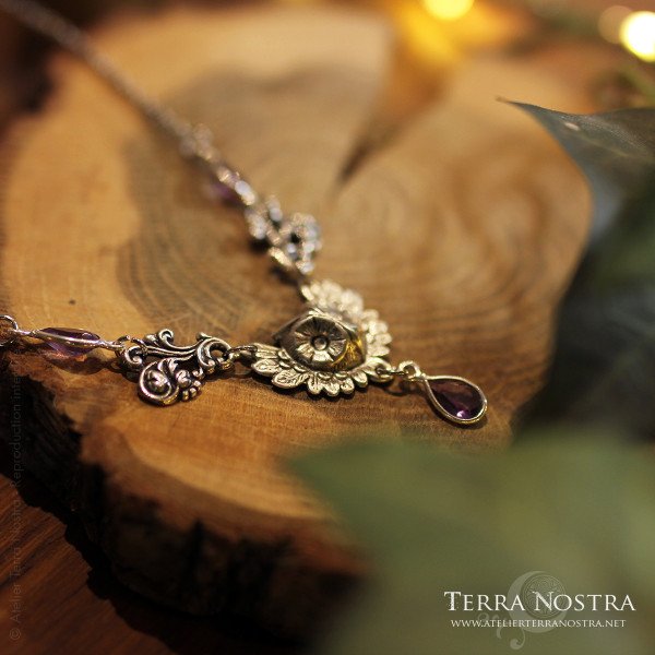 Collier hibou "Louma" en pierres naturelles