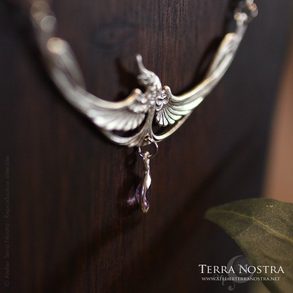 Collier art nouveau "Lyra" en pierres naturelles