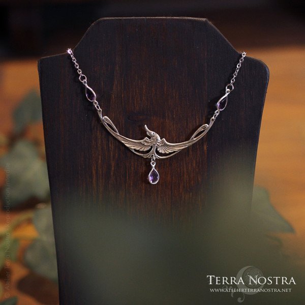 Collier art nouveau "Lyra" en pierres naturelles