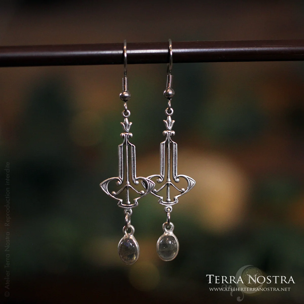 Boucles d'oreilles art nouveau "Rosée du Matin"