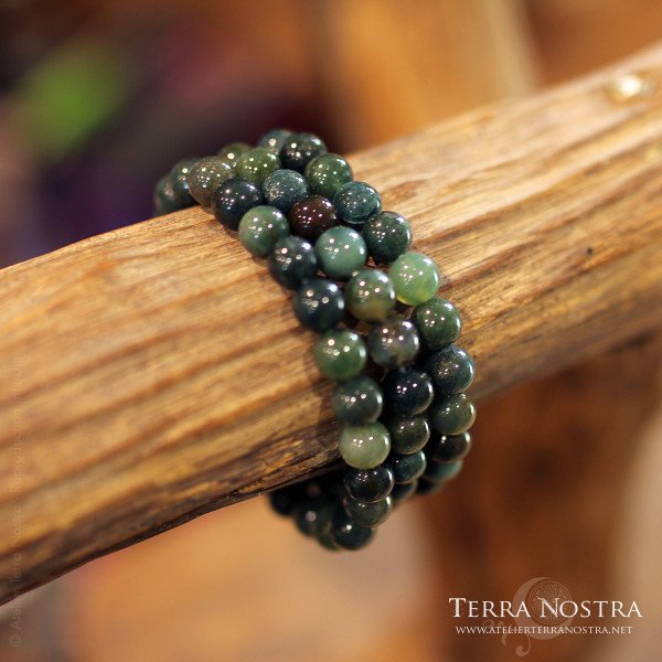 Bracelet boule Agate Mousse 8mm