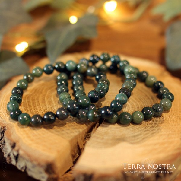 Bracelet boule Agate Mousse 8mm