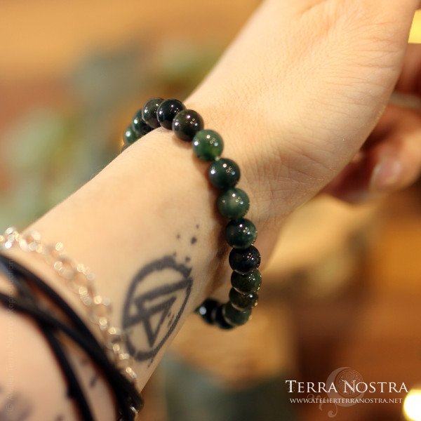 Bracelet boule 8mm Agate Mousse