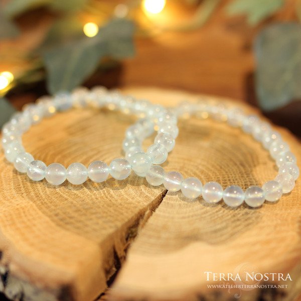 Bracelet boule Aigue Marine 8mm