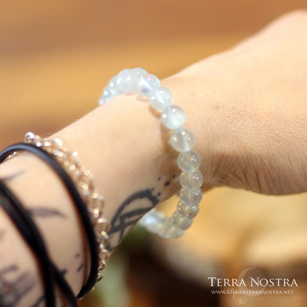 Bracelet boule Aigue Marine 8mm