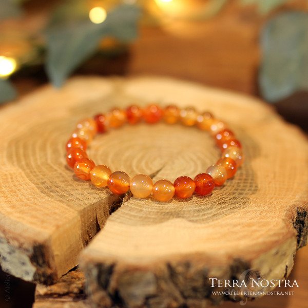 Bracelet boule Cornaline 8mm