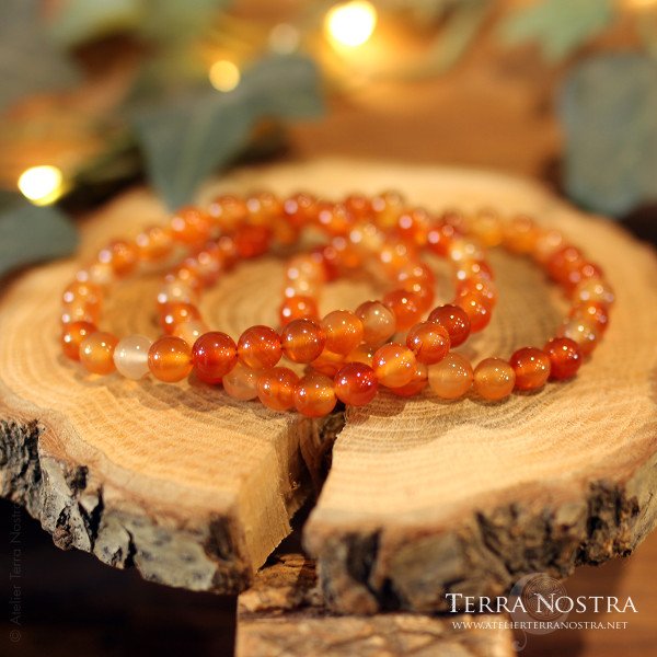Bracelet boule Cornaline 8mm