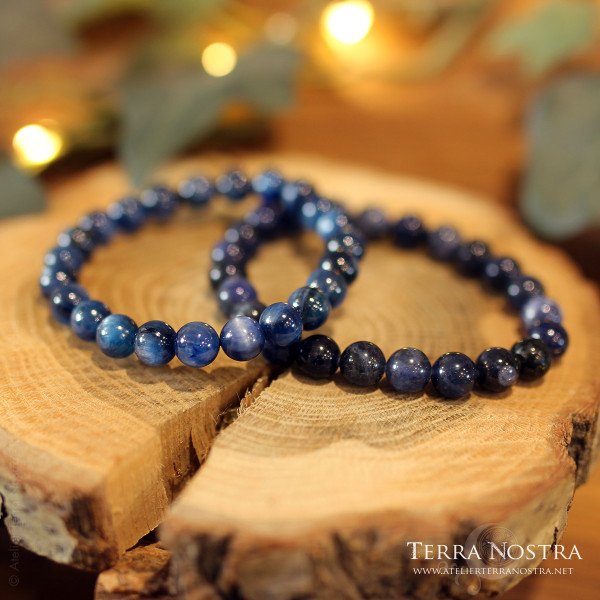 Bracelet boule Cyanite 8mm