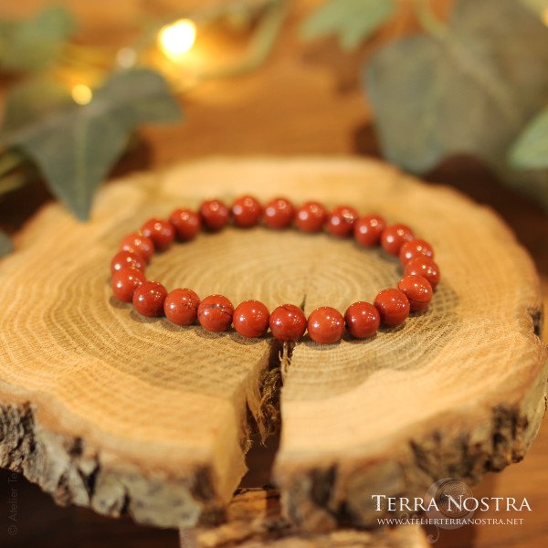 Bracelet boule jaspe rouge 8mm