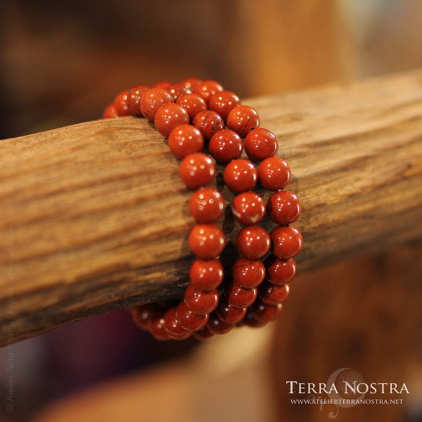 Bracelet boule jaspe rouge 8mm