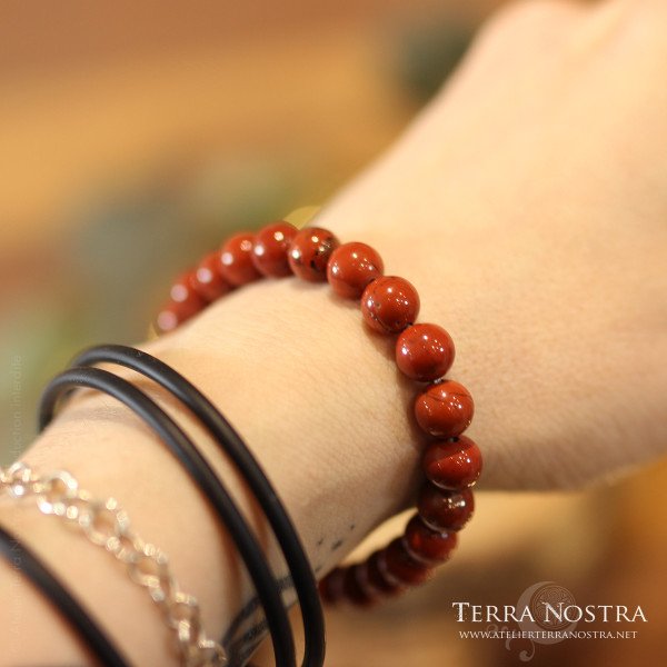 Bracelet boule jaspe rouge 8mm