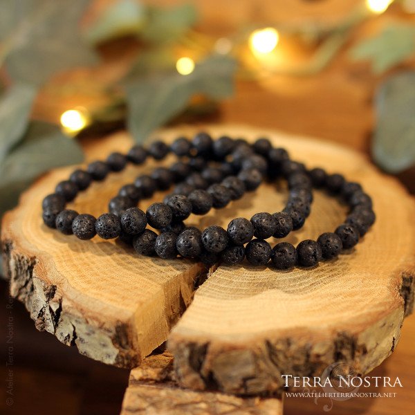 Bracelet boule Pierre de lave 8mm