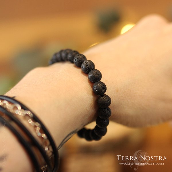 Bracelet boule Pierre de lave 8mm