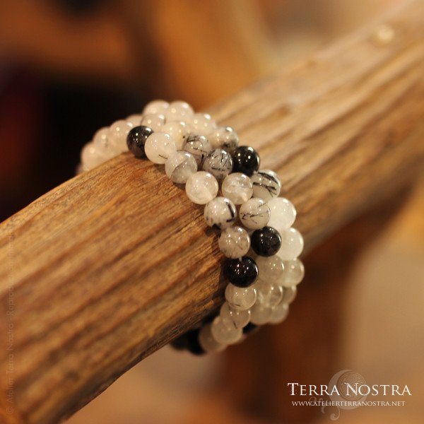 Bracelet boule Quartz tourmaline 8mm