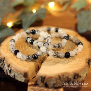 Bracelet boule Quartz tourmaline 8mm