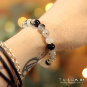 Bracelet boule Quartz tourmaline 8mm