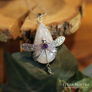 Pendentif "Odonata Nila" — Labradorite blanche